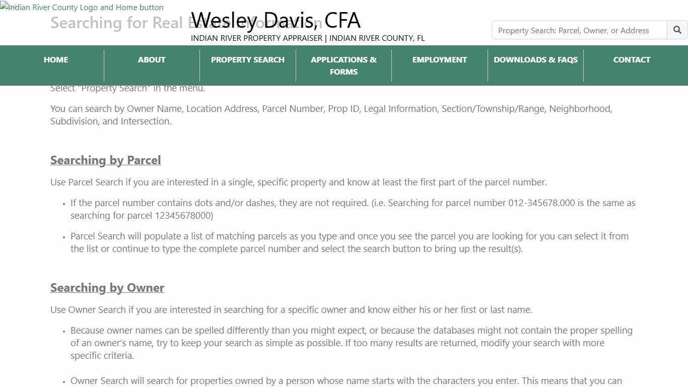 Indian River County Auditor - FAQs: Searching for Real Estate Information