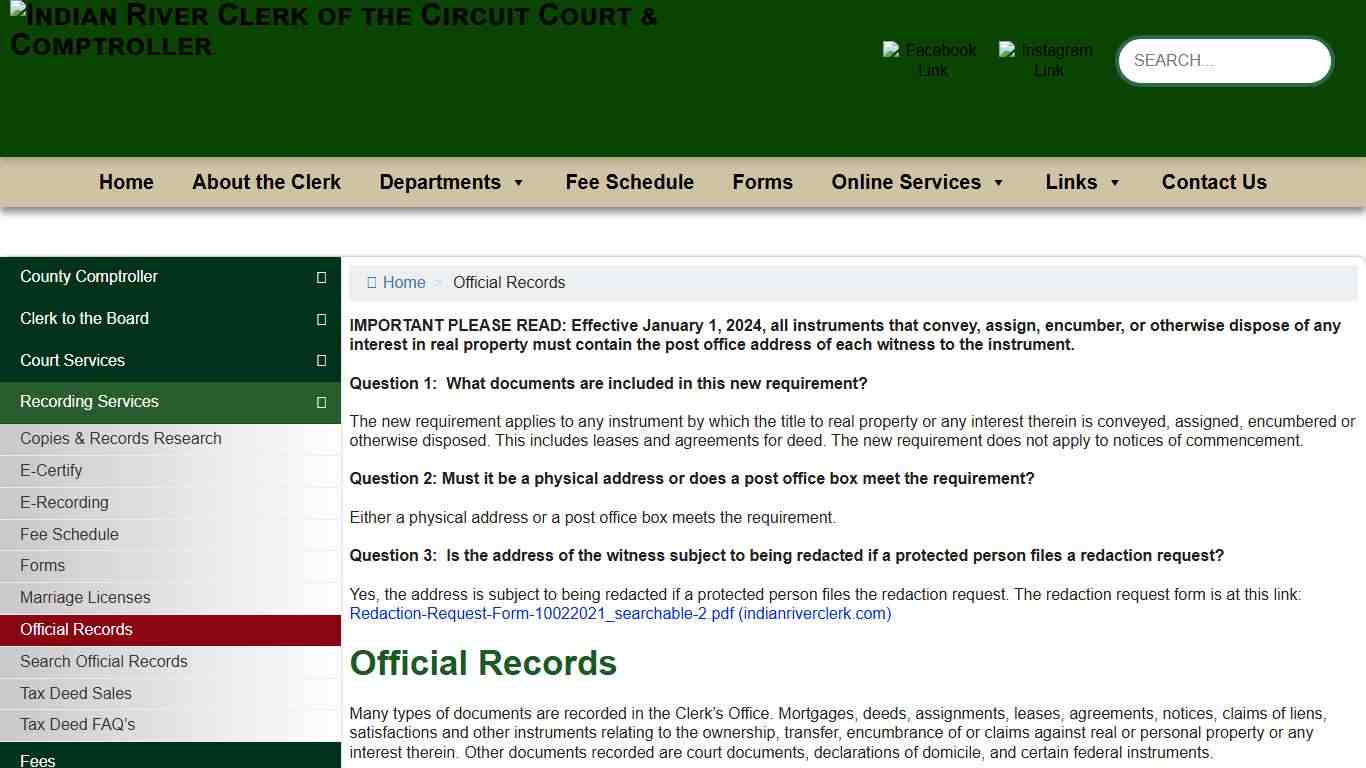 Official Records – Indian River Clerk of the Circuit Court & Comptroller