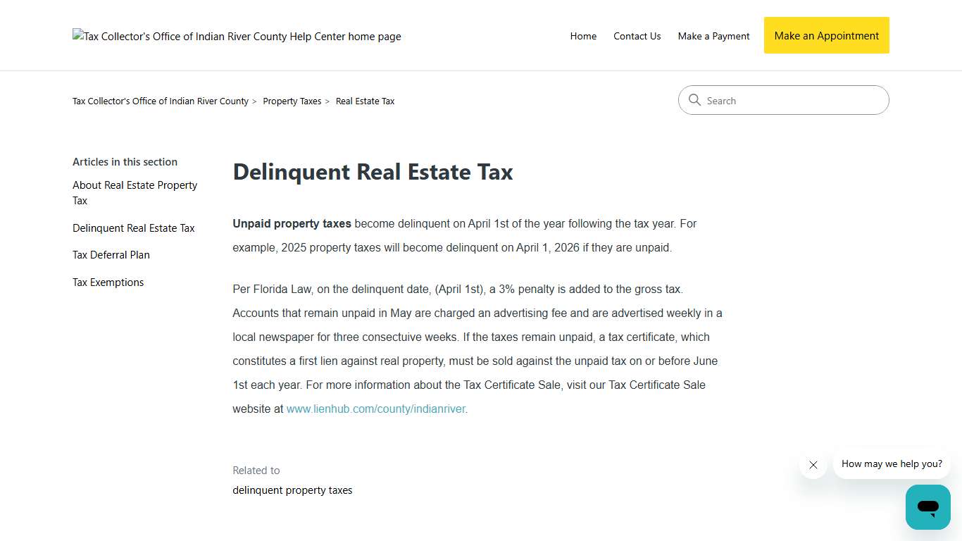 Delinquent Real Estate Tax – Tax Collector's Office of Indian River County